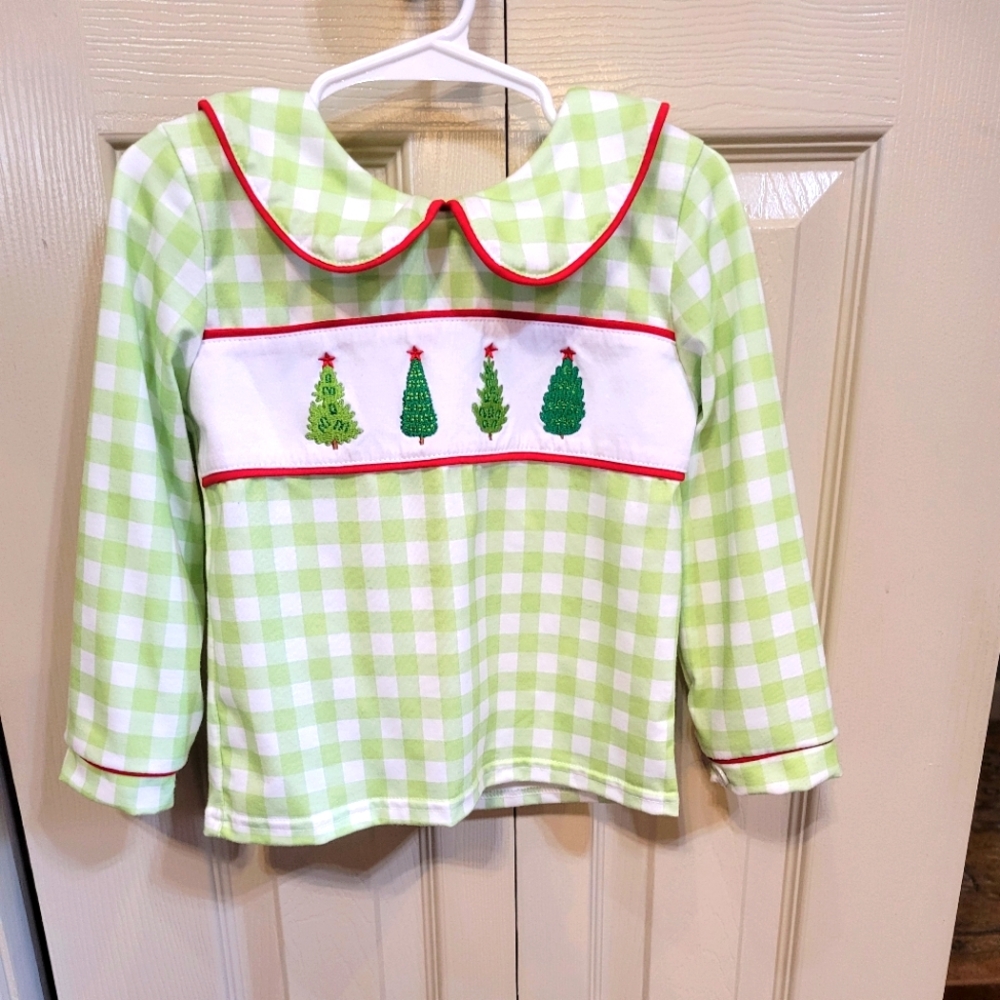 Green Checkered Christmas Top